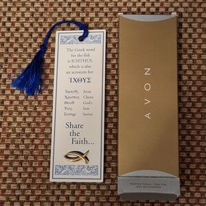 Avon 2000 Goldtone Fish Pin And Inspirational Bookmark